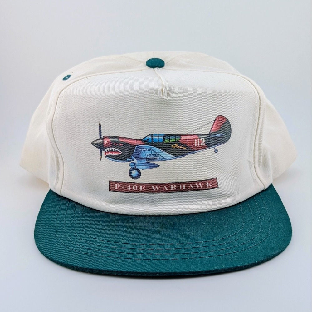 P-40 E Warhawk Fighter Plane Airplane WWII Snapback Hat Cap Vintage Unworn